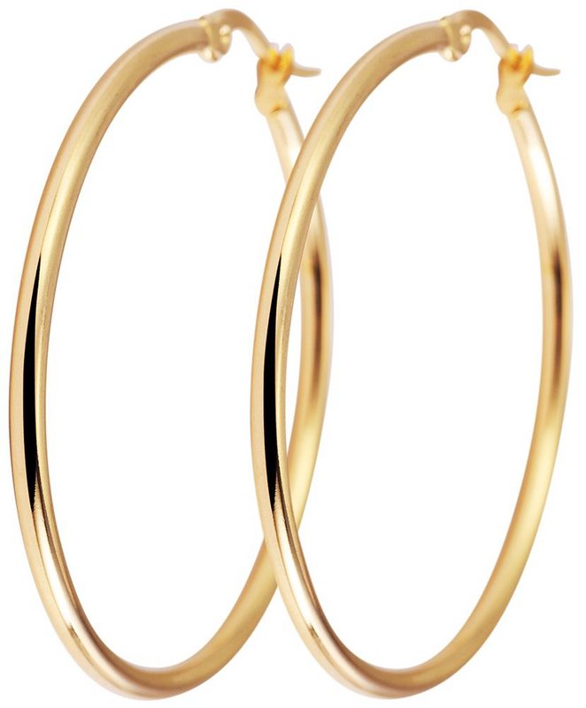 "Edina", pendientes de aro decorativos de acero inoxidable Ø 25 mm, color dorado