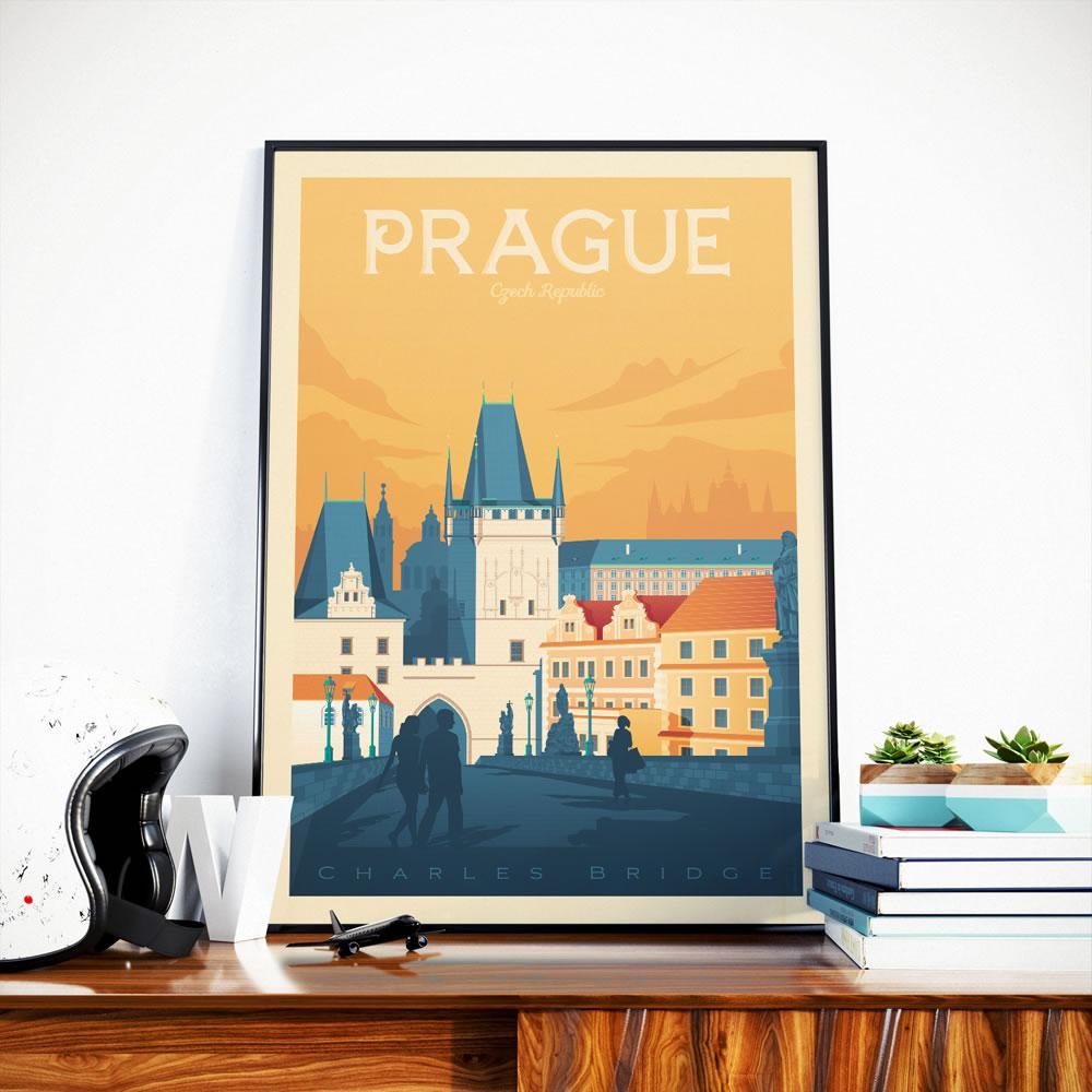 Affiche Prague Vintage | Poster Ville Prague République Tchèque