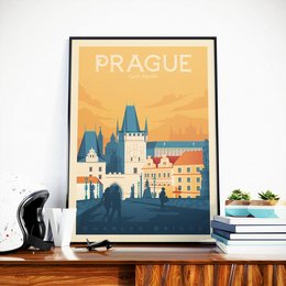 Affiche Prague Vintage | Poster Ville Prague République Tchèque