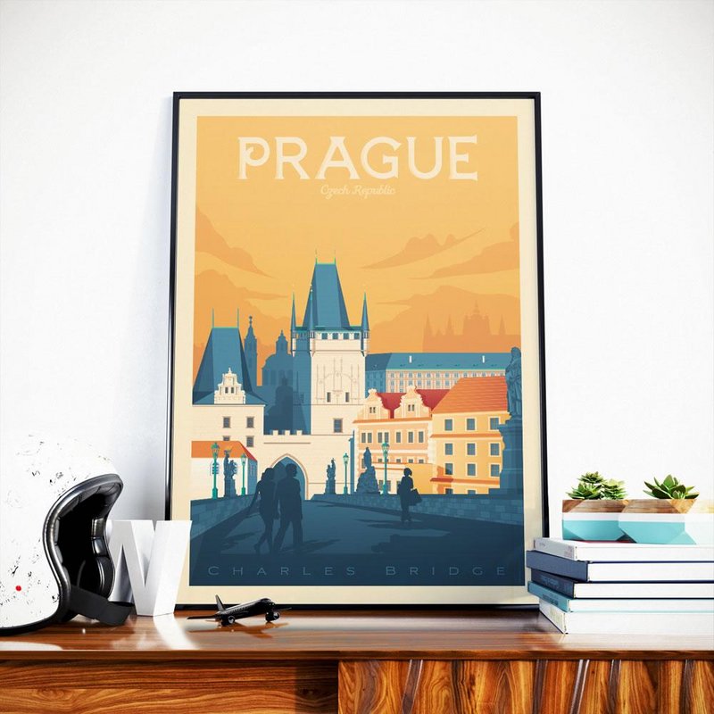 Affiche Prague Vintage | Poster Ville Prague République Tchèque