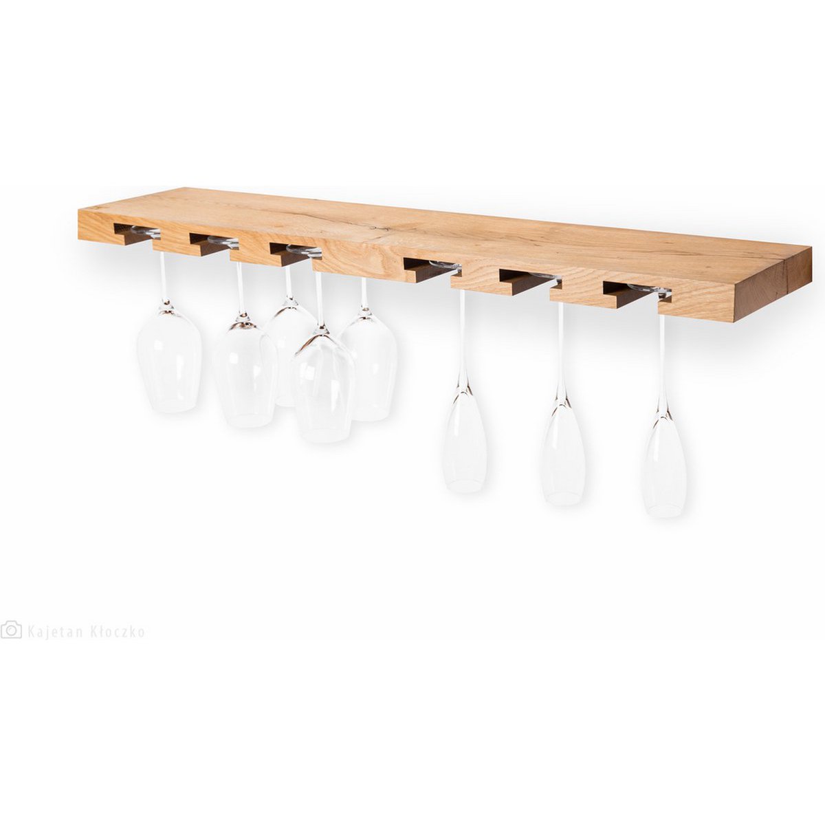 Tu Las™ Handgemaakte Houten Wijnglazen Houder voor aan de Muur - 94 x 22 x 4 cm - Duurzaam glazenrek - Eiken