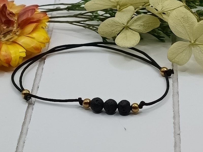 Bracciale in pietra lavica, Ø 4mm
