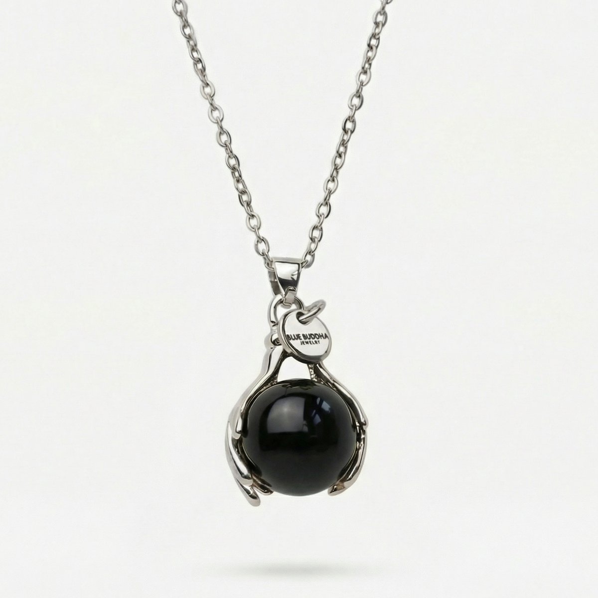 Onyx Embrace Necklace Silver