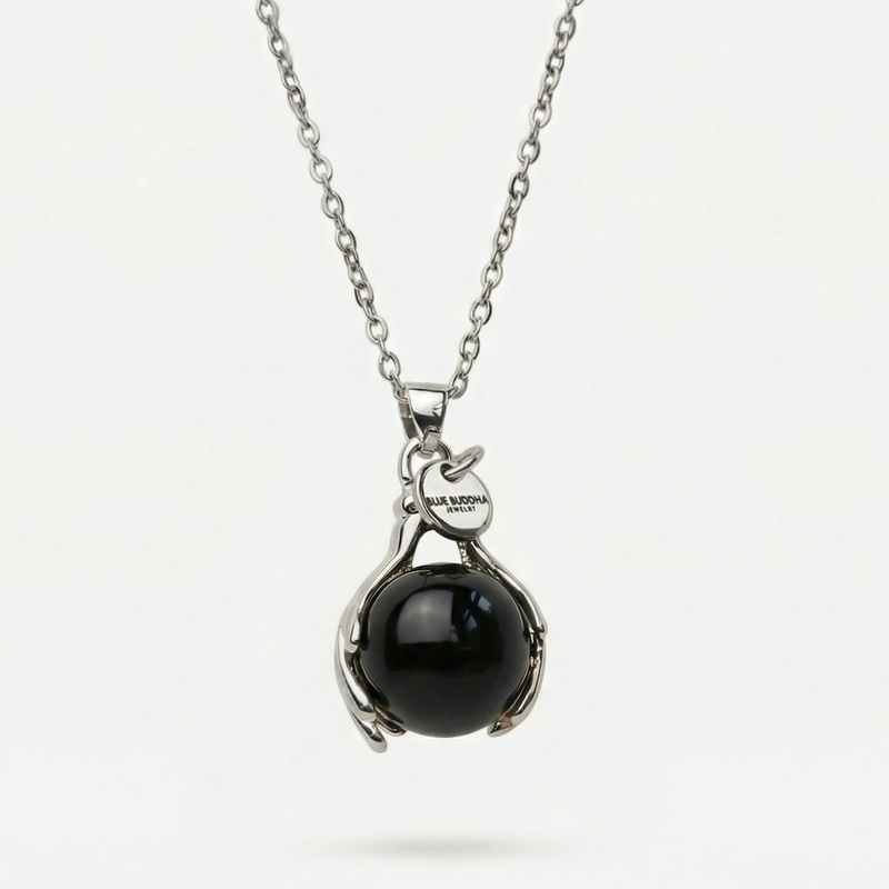 Onyx Embrace Necklace Silver