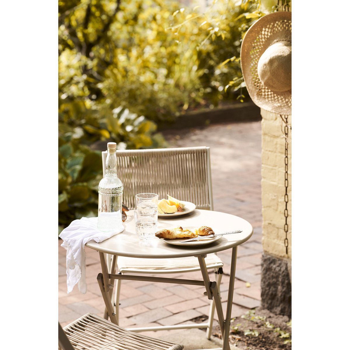 Arcas Bistro set, 2 chairs and 1 table, polyester/steel, taupe
