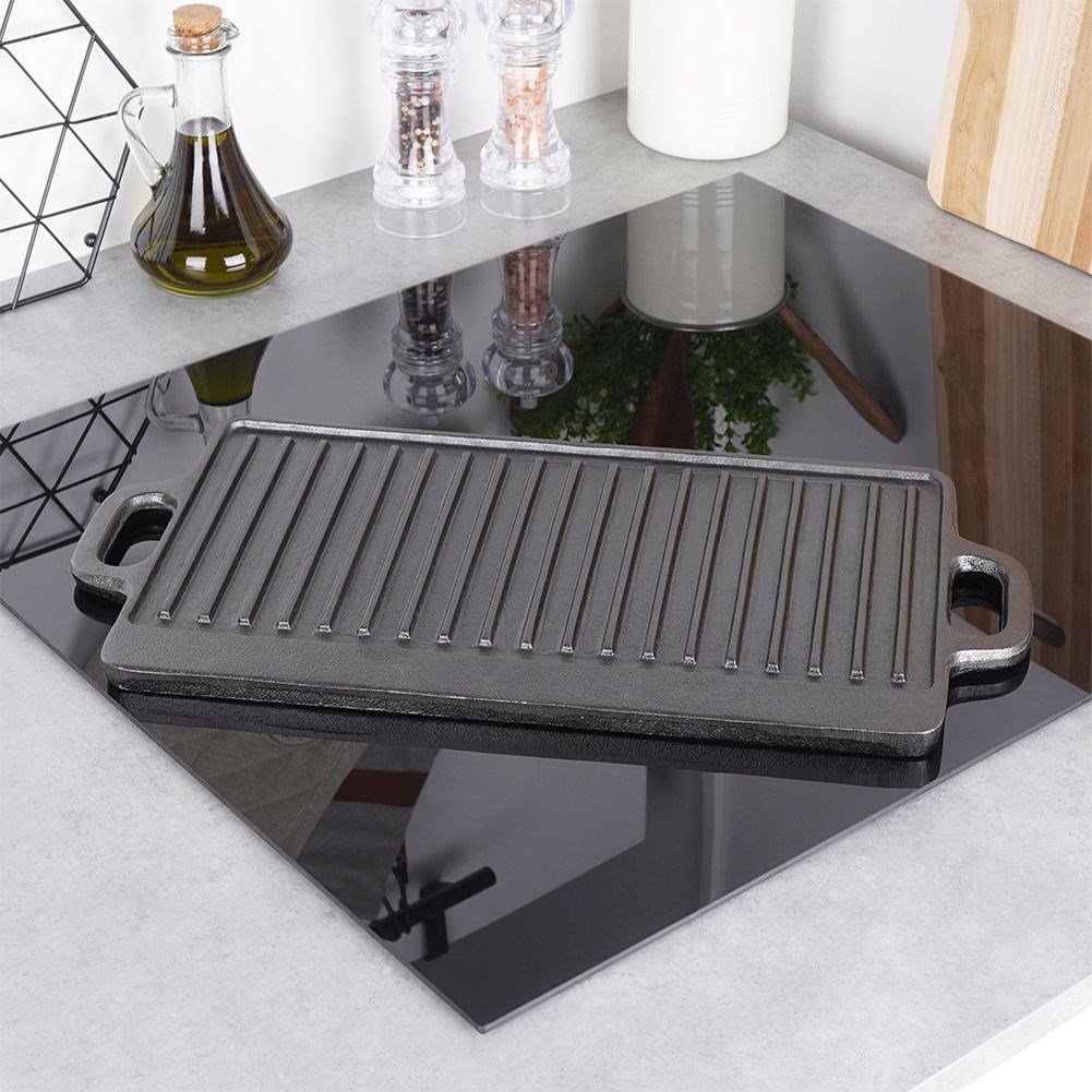 Grillplatte Gusseisen doppelseitige Litina 45,4x23 cm