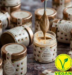 Almond and peanut butter spread, 210g. Creamy nut butter with a smooth, spreadable texture. Contains almonds and peanuts.