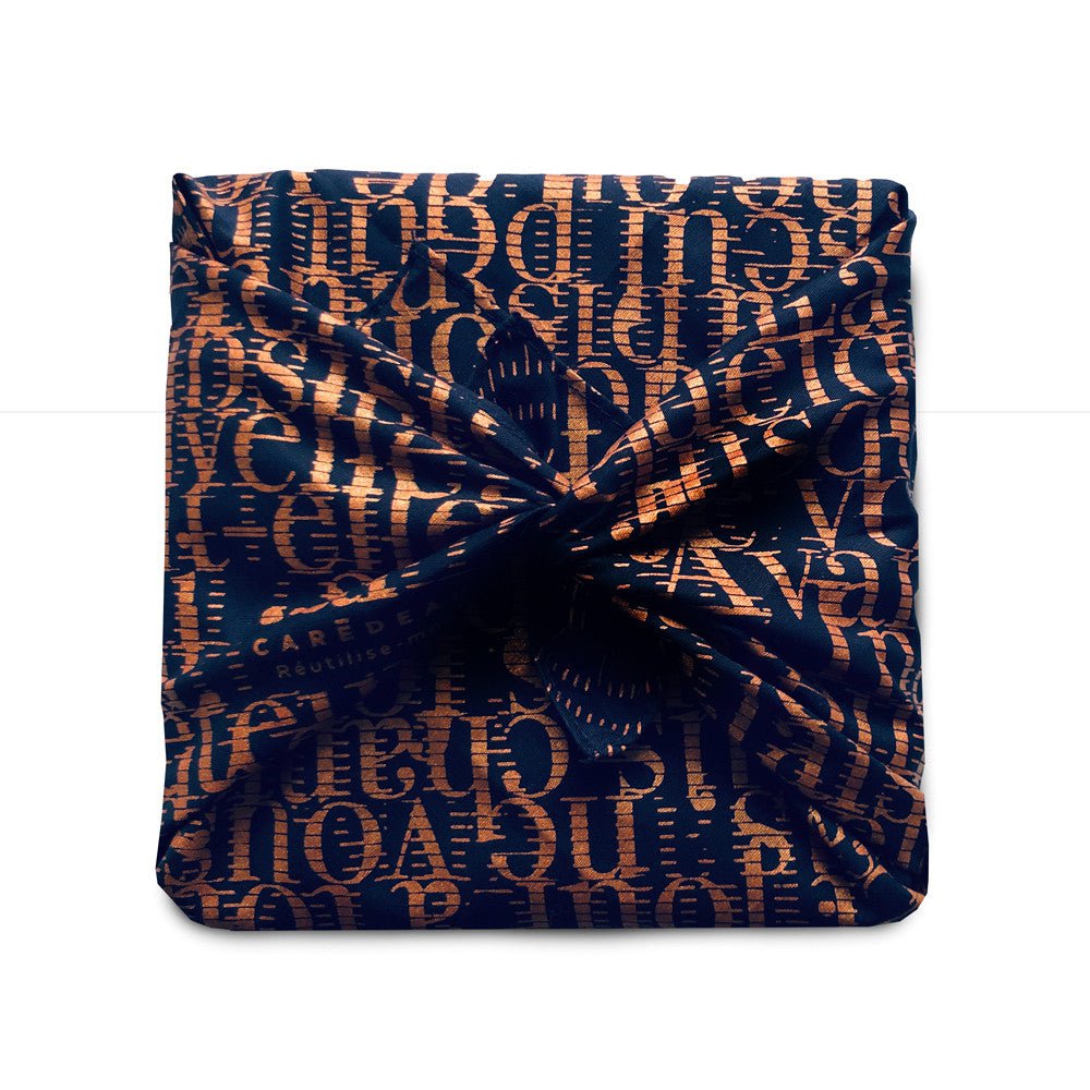 Cykada i Mrówka (nocnoniebieski) Mata Furoshiki 35x35cm 100% bawełna