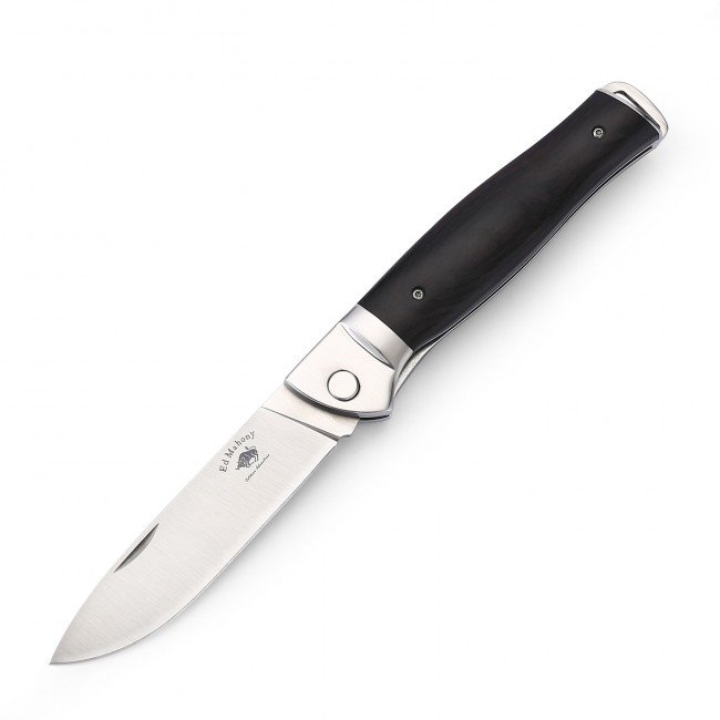 ED MAHONY Ebony Folder 3ème génération du couteau de poche de la série Ground Zero Liner Lock, 440C, bois Pakka noir