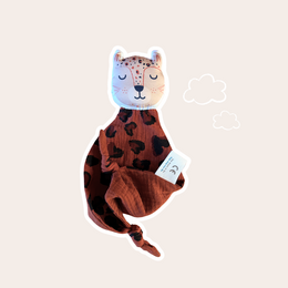 Panther comforter in double animal cotton gauze & toffee
