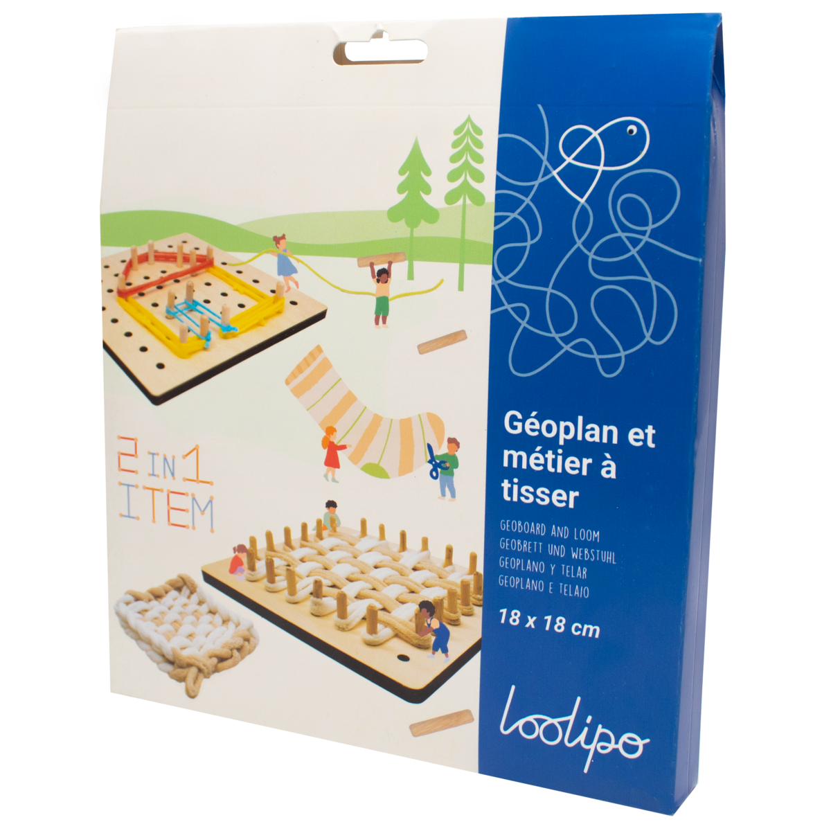 GEOPLAN & WEBWEBSTUHL - 2 IN 1 -
18 x 18 cm – 1 Stück – 1 Farbe