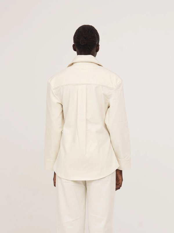 Agenda Cream Fitted Denim Over Shirt