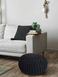 Pouf Ø 55 H 37 H 37 Strickhocker Sitzpouf Bodenkissen nachhaltig