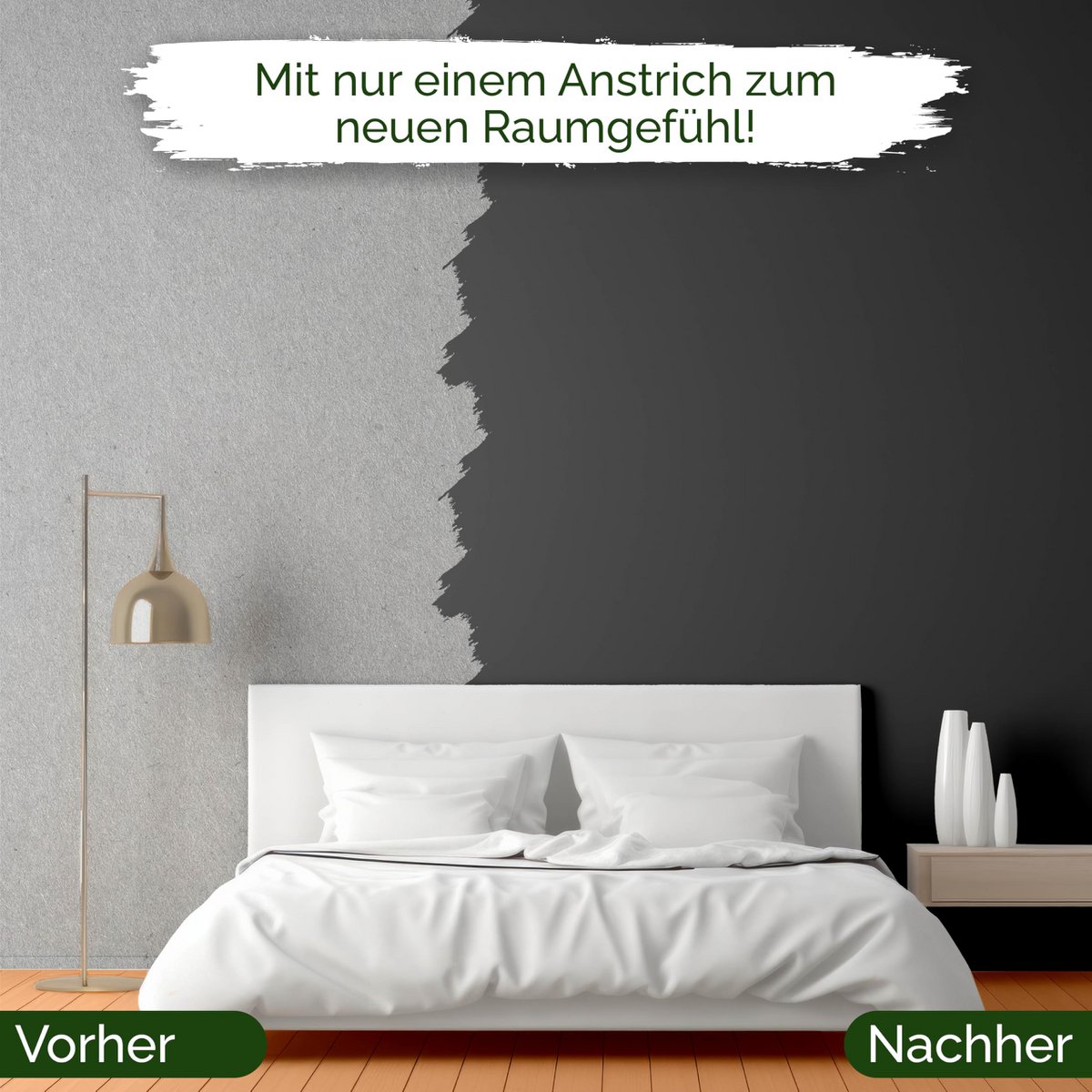 Veluxis® Wandfarbe Schwarz für den Innenraum - 5 Liter & Deckkraft-Klasse 1, Streifenfrei, tropfarm & Öko Farbe, VOC-frei - (Casual Caviar)