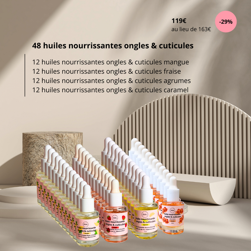 Packung mit 48 pflegenden Nagel- und Nagelhautölen (4 Geschmacksrichtungen)