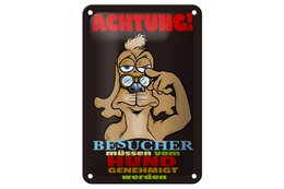 Tin sign saying 12x18cm Attention visitor dog approved decoration