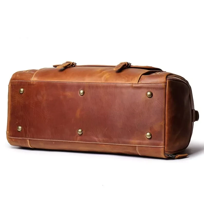Håndlavet Buffalo læder rejsetaske – Artisan 20" (50 cm) "Titan" duffel med dedikeret skorum