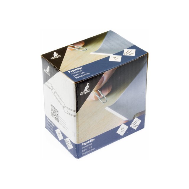 Paper clips Kangaro 25 mm round box 1000 pieces, galvanized