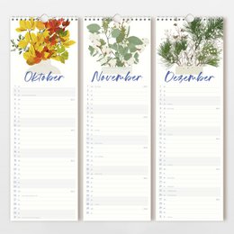 Wandkalender 2027 mit handgezeichneten Blumenvasen