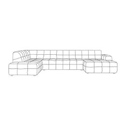 Grey chenille U-shaped sectional sofa, large modular couch with chaise lounge seating.