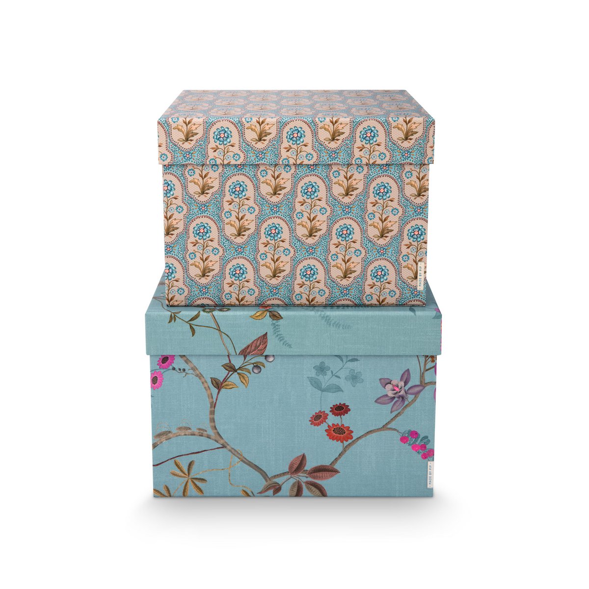 Set/2 Box Square Blooming Tales Blue-Khaki