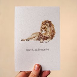'Brave and beautiful!' Lion Greeting Card