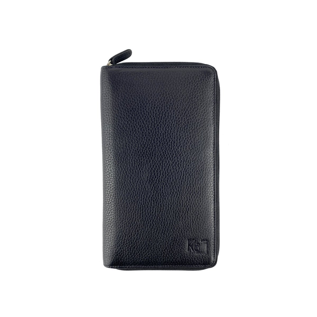 K0005AB | Reisedokumentenhülle aus echtem Vollnarbenleder, genarbter Dollar – Farbe Schwarz – Maße: 12,5 x 22 x 2 cm – Verpackung: Tnt-Tasche