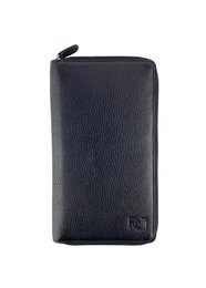 K0005AB | Travel document holder in genuine full-grain leather, grained dollar - Black color - Dimensions: 12.5 x 22 x 2 cm - Packaging: Tnt bag