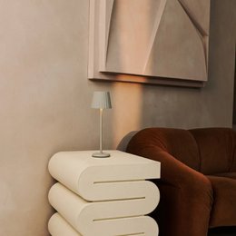 Maya Shadow Grey Ribbed Bordlampe