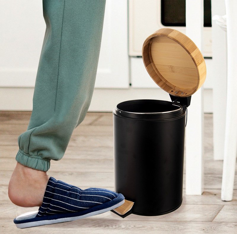 Bin metal con pedale nero nero 3 l