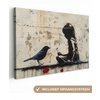 Canvas schilderij - Wanddecoratie Meisje - Street art - Vogel - Abstract - Graffiti - Modern - Muurdecoratie woonkamer - Kamer decoratie modern - Abstracte schilderijen