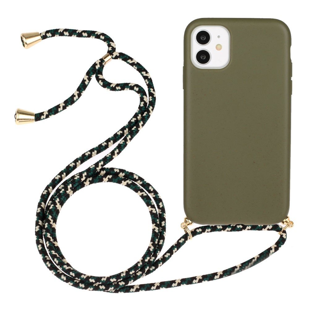 Lunso - Coque arrière avec cordon - iPhone 11 - Army Green