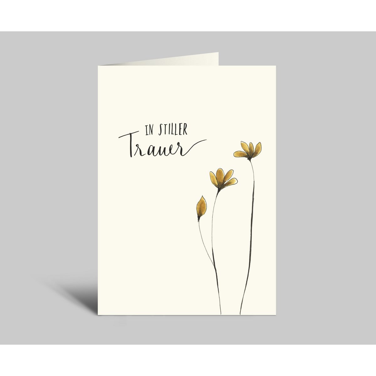 Funeral card with flowers | In silent sadness | Folding card + envelope