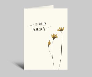 Trauerkarte mit Blumen | In stiller Trauer | Klappkarte + Umschlag