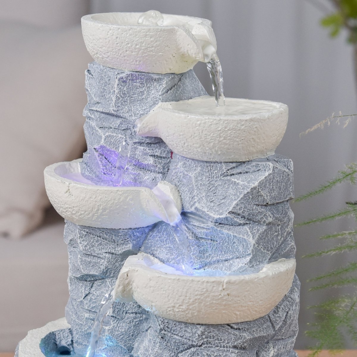 Indoor Fountain - Ganda - Natural Stone Effect Waterfall - Colorful Led Light - Zen Decoration and Gift Idea