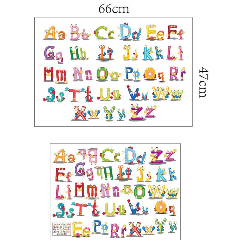Kleurrijke en grappige stickers van alfabetletters