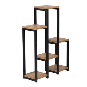 Rectangular metal plant table with wooden tiers from Naturn Living