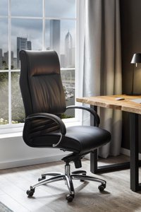 Office chair faux leather look black