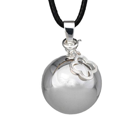 Smooth silver pregnancy bola - OCÉANE (Cord/clover) - New Available June