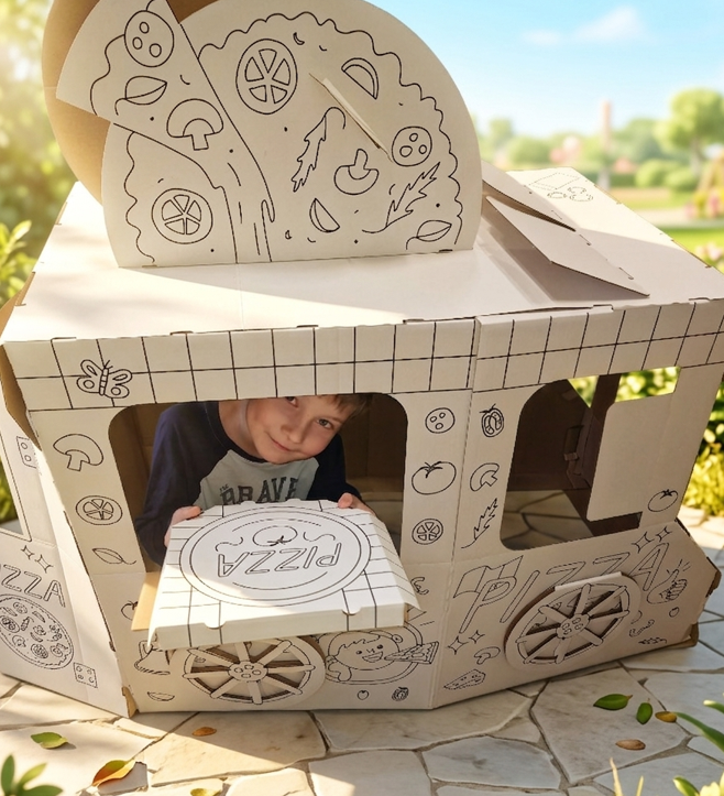 Legehus Food Truck Pap legehus til børn – DIY Construction & Coloring 3+