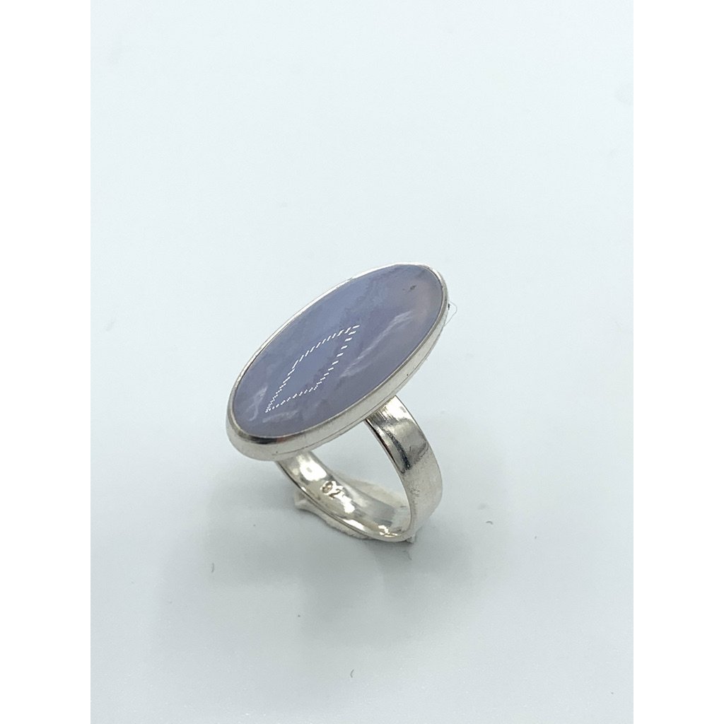 Sølvring 10x24mm Kalcedon