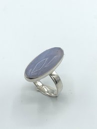 Sølvring 10x24mm Kalcedon