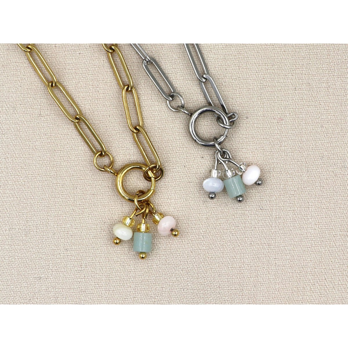 ketting Paru chalcedoon, zilver of goud roestvrijstaal