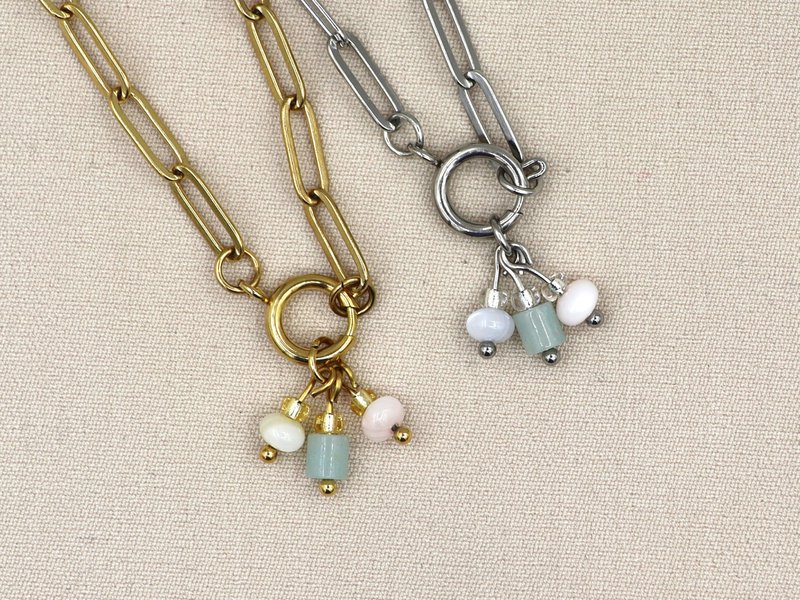 ketting Paru chalcedoon, zilver of goud roestvrijstaal