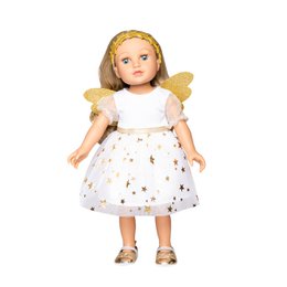 Poppenjurk "Guardian Angel" met sterhaarband, maat. 28-35 cm