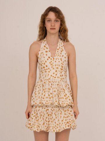 Ballon-Neckholder-Top mit Rehkitz-Print