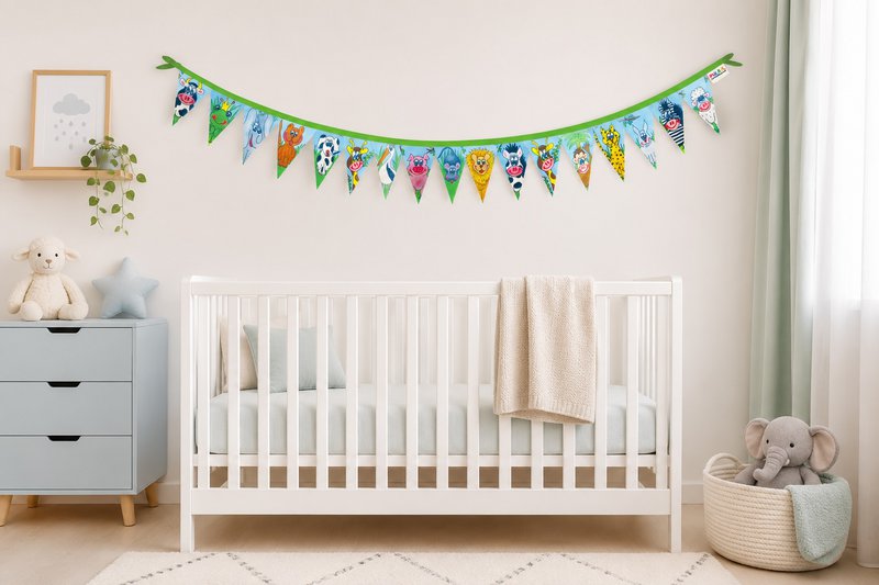 PukArt® | Ghirlanda Nascita in Feltro | Dolce bambino | Doppia faccia