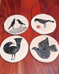 Posavasos | pájaro de papel maché pintado hecho a mano