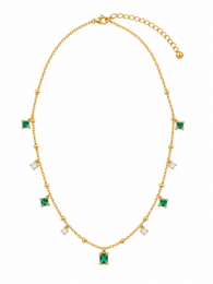 Vintage Emerald Dewdrop Delicate Necklace