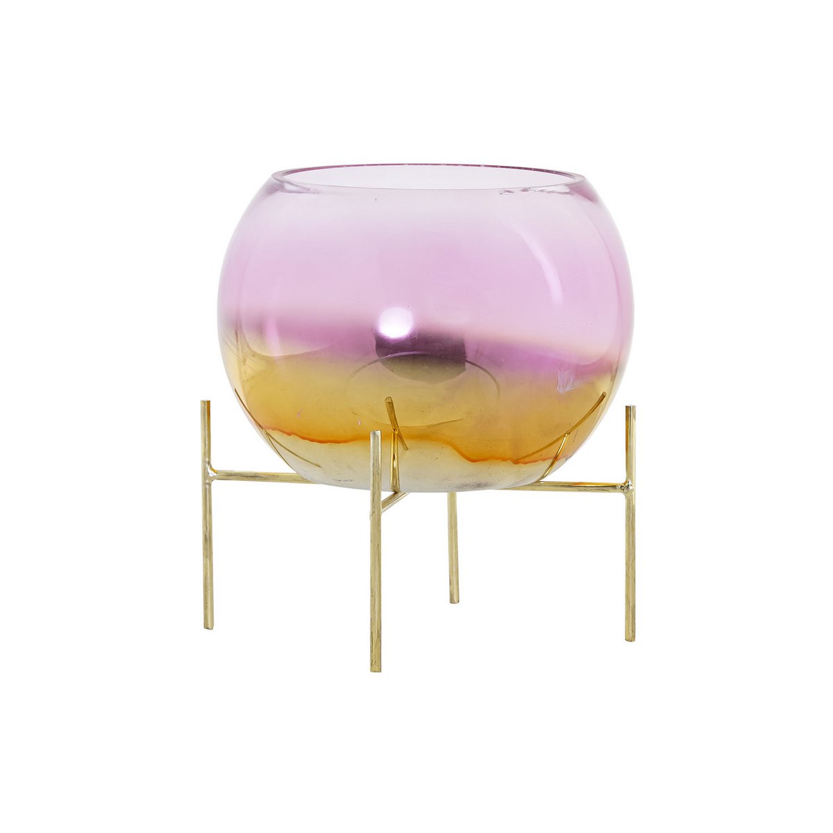 PORTAVELA METAL CRISTAL 19X19X20,5 ROSA LD183061